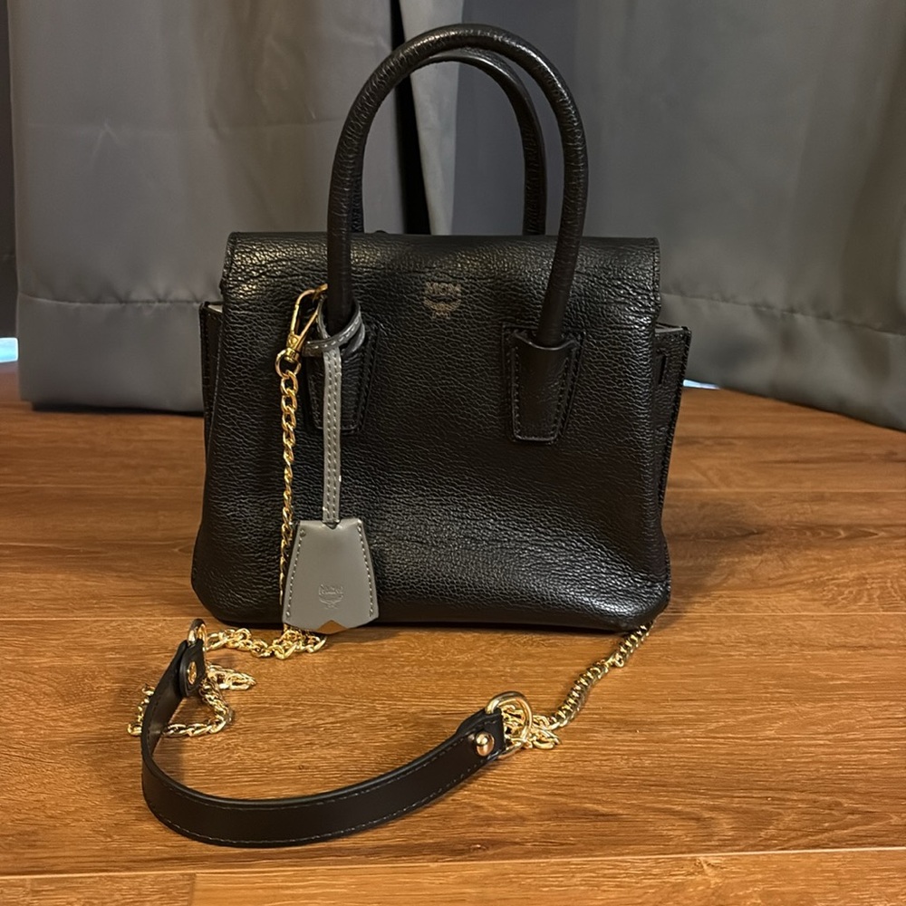 MCM Mini Black Satchel with Chain Strap - Picture 1 of 9